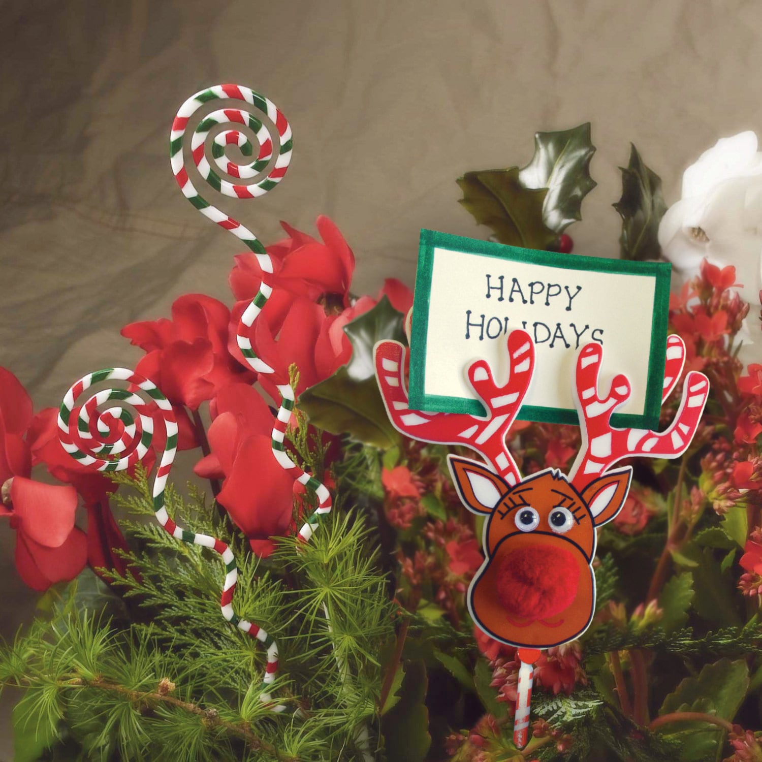 Floral Picks Pk/6 REINDEER Card Holders 12 Etsy