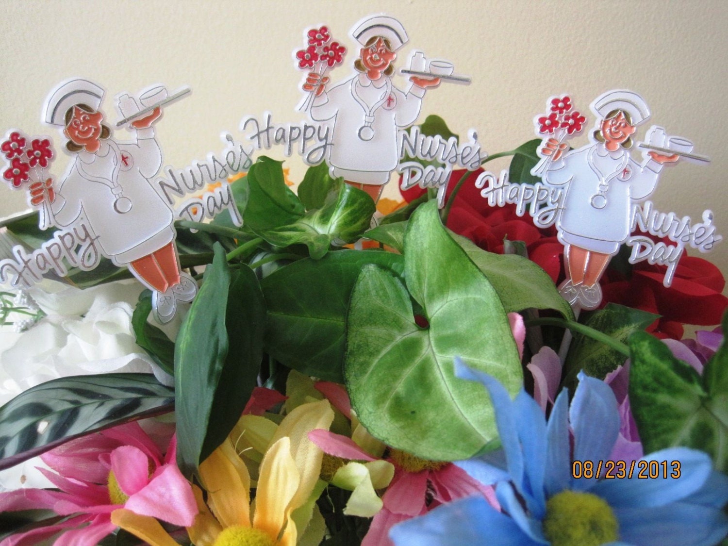 Floral Picks Happy NURSES Day Cheerful Nurse With Flowers and Etsy