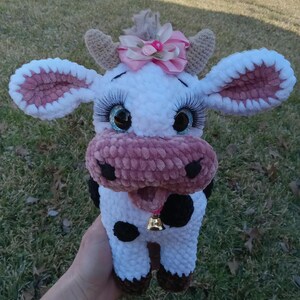Crocheted Plush Cow: Black and White Stuffed Animal image 11