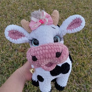 Crocheted Plush Cow: Black and White Stuffed Animal image 12
