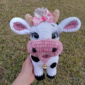 Crocheted Plush Cow: Black and White Stuffed Animal image 13