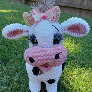 Crocheted Plush Cow: Black and White Stuffed Animal image 9