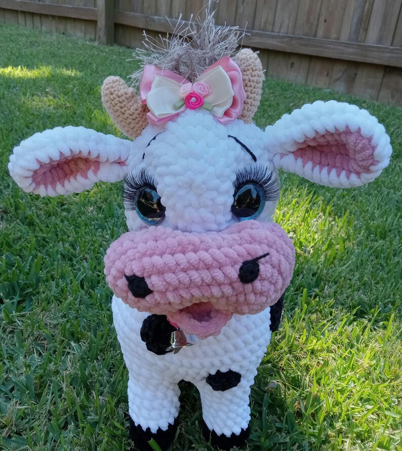 Crocheted Plush Cow: Black and White Stuffed Animal image 9