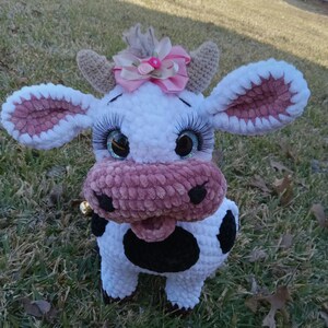 Crocheted Plush Cow: Black and White Stuffed Animal image 10