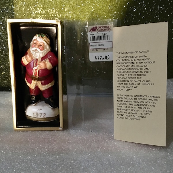 Vintage Hand Painted Version Of The 1872 American Santa Figurine in Original Box with Brochure