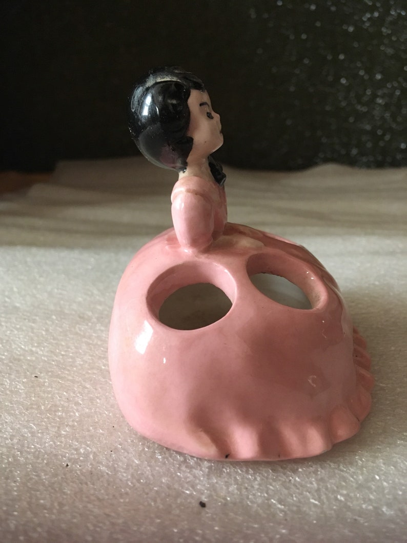 Vintage Hand Painted Elegant Lady Lipstick Holder Figurine Etsy