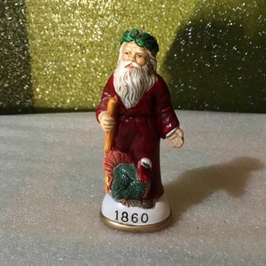Vintage Hand Painted Memories Of Christmas 1860 Englands Version of Father Christmas Ornament Figurine in Original Box