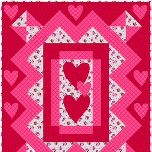 Valentine Love Quilt Pattern, also for a wedding or anniversary quilt, heart lovers - INSTANT DOWNLOAD