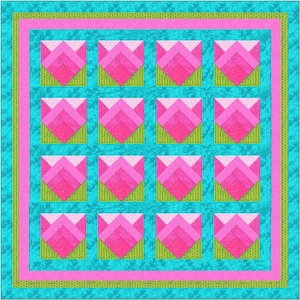 Spring Blooms Quilt Pattern, Pieced Flower Block, Tulip Block, Row Quilt - INSTANT PDF DOWNLOAD