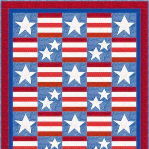 Stars and Stripes Patriotism Quilt Pattern - INSTANT DOWNLOAD