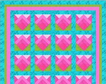 Spring Blooms Quilt Pattern, Pieced Flower Block, Tulip Block, Row Quilt - INSTANT PDF DOWNLOAD
