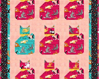 Catnip Cat Block Quilt Pattern, Pieced blocks, Sitting Cats, Cats,  Tail up! INSTANT PDF DOWNLOAD
