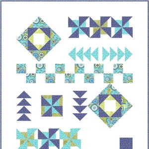Bohemian Travels Modern Quilt Pattern. Multiple Pieced Blocks, Negative Space  INSTANT PDF DOWNLOAD
