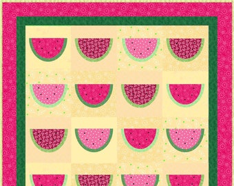 Summertime Watermelon Applique Quilt Pattern, Watermelon Slices, Embellishment, Scrap Quilt, Precuts Quilt Pattern INSTANT PDF DOWNLOAD