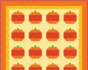 Pumpkin Patch Quilt Table Runner and Table Topper Pattern, Pieced Patchwork for Fall Thanksgiving, Rotary Cut, Instant PDF DOWNLOAD