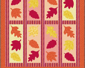Falling Leaves Quilt Pattern, Applique Leaves, Pieced Quilt, Easy to Adjust Size, Fall Quilt - INSTANT PDF DOWNLOAD