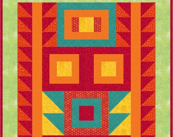 Hopscotch Pieced Quilt Pattern, HST's, Colorful, Easy DIY, Asymmetrical Quilt, Instant PDF Download