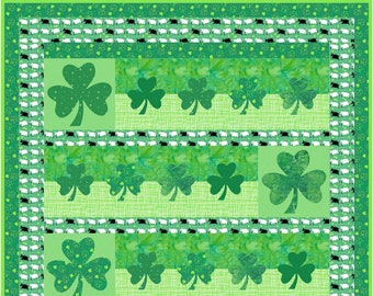 Clover Medley Quilt Pattern St. Patrick's Day Applique Shamrock  INSTANT PDF DOWNLOAD