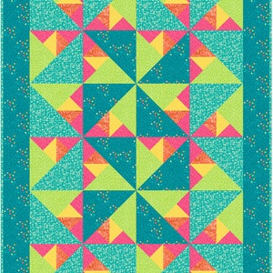 Whirlwind Quilt Pattern made with triangles - INSTANT DOWNLOAD