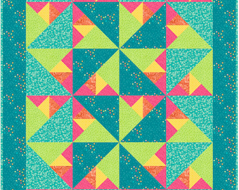 Whirlwind Quilt Pattern made with triangles - INSTANT DOWNLOAD