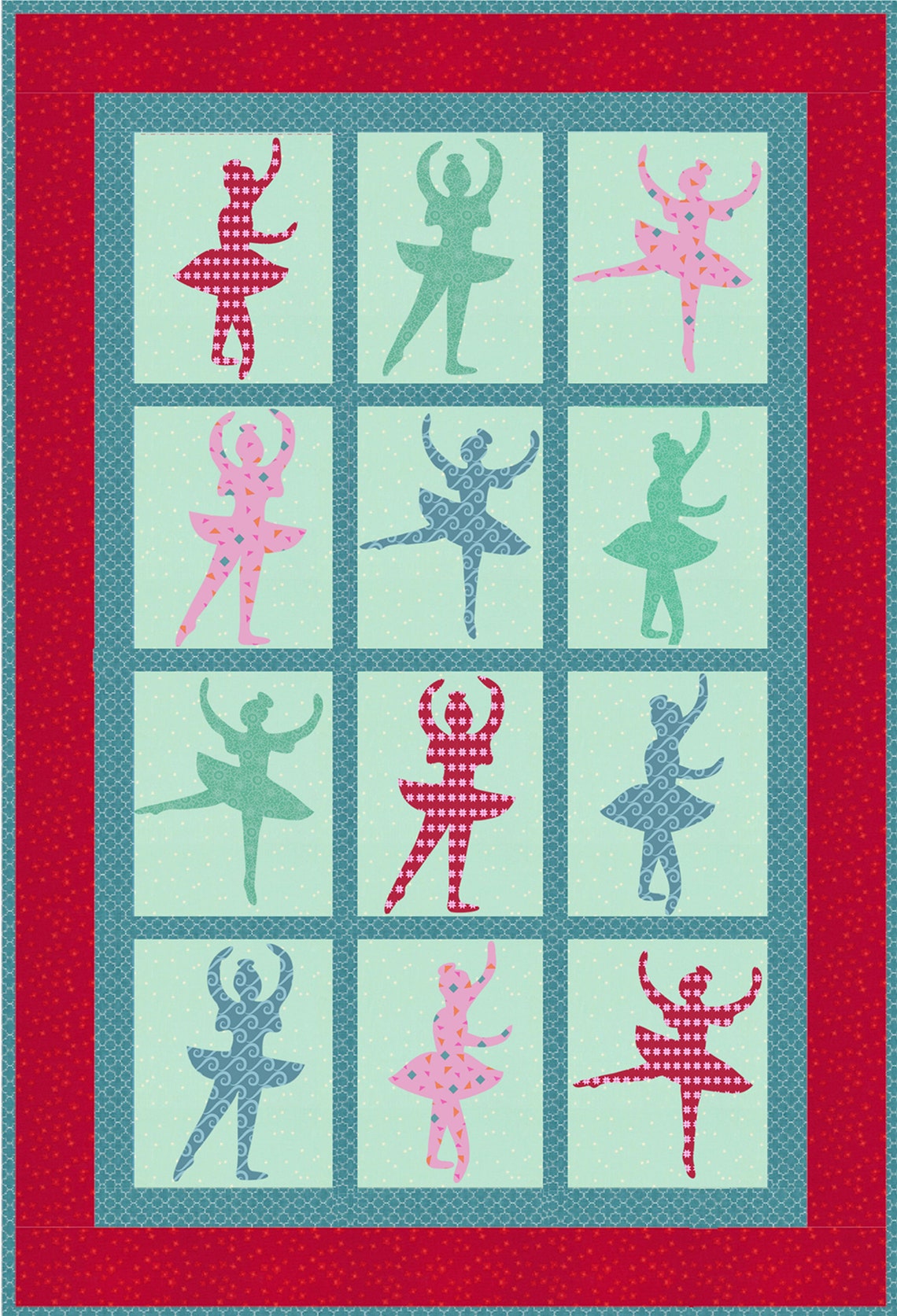 Sugarplum Dreams Ballerina Quilt Pattern, Applique Ballerinas, Pieced