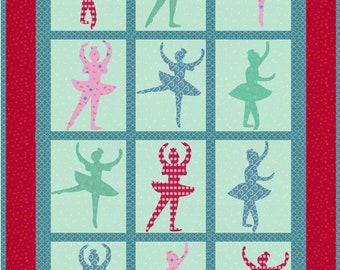 Sugarplum Dreams Ballerina Quilt Pattern, Applique Ballerinas, Pieced Blocks, INSTANT PDF DOWNLOAD