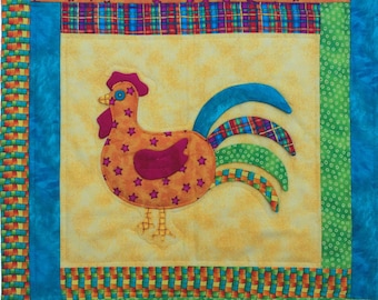 Rooster Crow Applique Wall Hanging Quilt INSTANT DOWNLOAD