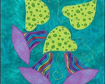 Good Morning Glory Applique Quilt Block Pattern- INSTANT DOWNLOAD