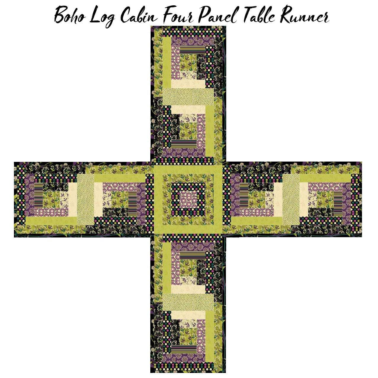Boho Log Cabin Quilt Four Panel Table Runner Placemats Pattern ...