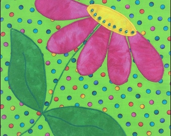 Wayward Coneflower Daisy Applique Block Pattern - INSTANT DOWNLOAD