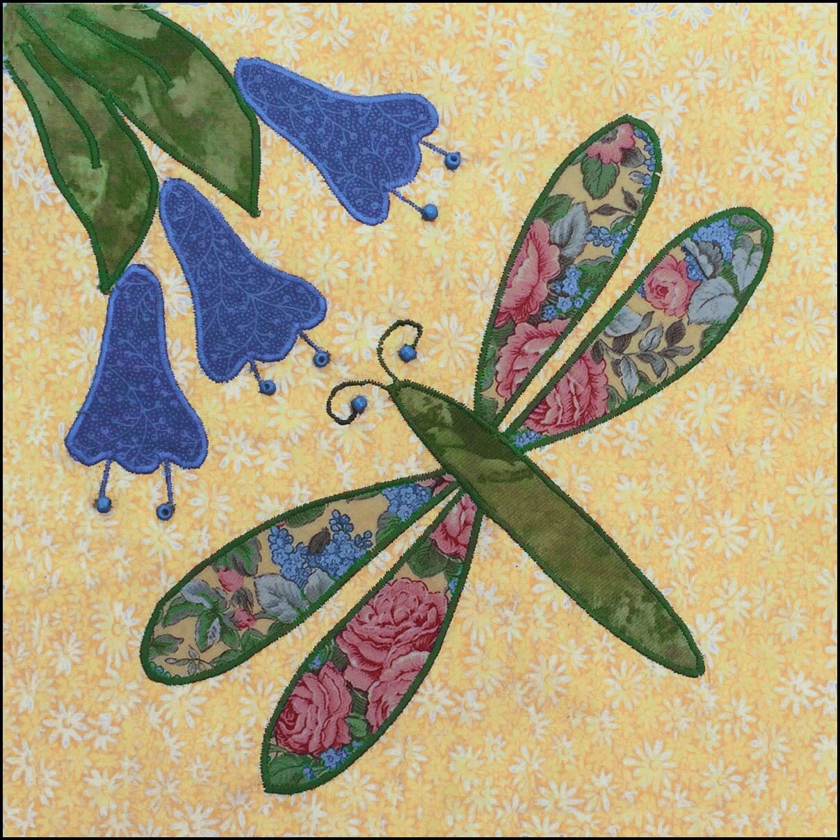 Dragonfly in Flight Applique Quilt Block Applique Flowers and Etsy