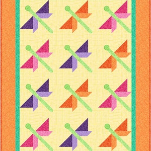 Motif de courtepointe en vol libellule, blocs de libellule en morceaux, embellissement de boutons, libellules, TÉLÉCHARGEMENT PDF INSTANTANÉ