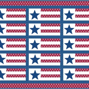 Star Spangled Quilt Pattern, American US Flag Quilt, Pieced and Applique Red, White and Blue - INSTANT Pdf DOWNLOAD
