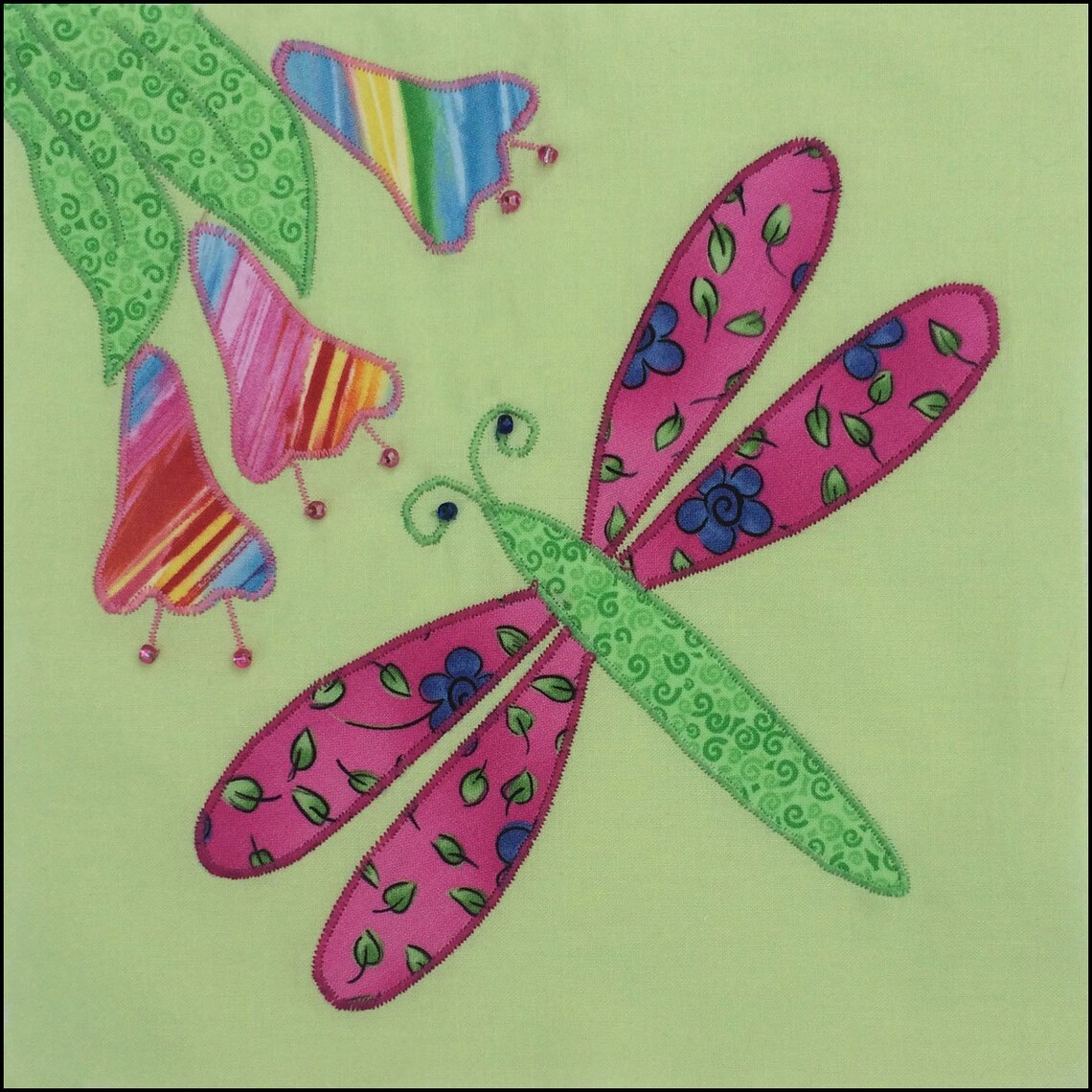 Dragonfly in Flight Applique Quilt Block Applique Flowers and Etsy