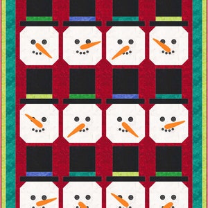 Christmas Winter Top Hat Snowman Quilt Pattern, Pieced Applique, Button Embellishment, Carrot Nose, Snowman with Hat  - INSTANT PDF DOWNLOAD