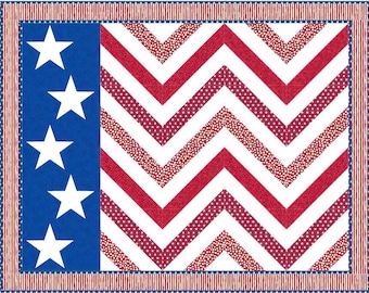 Stars and Stripes Waving Flag Quilt Pattern - INSTANT DOWNLOAD