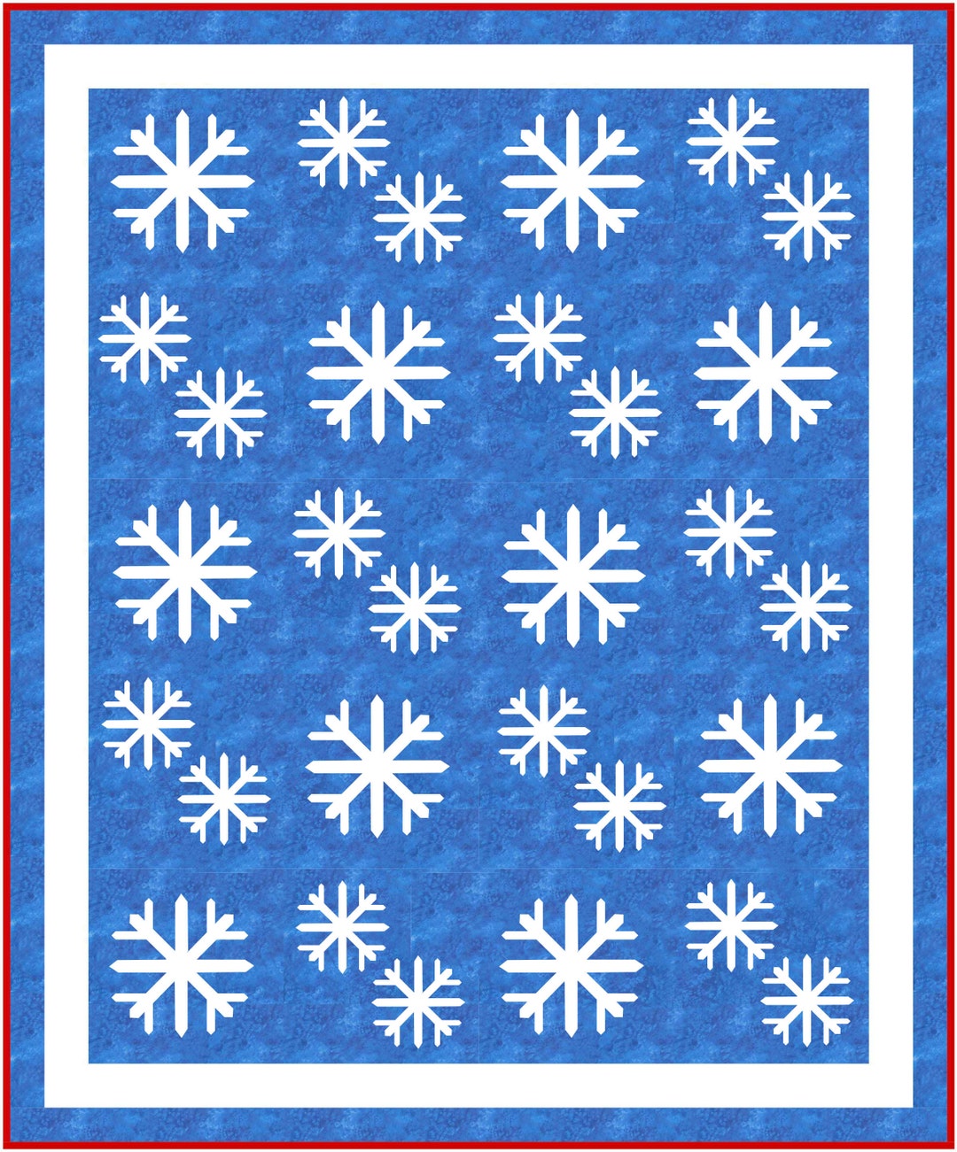 Let It Snow Quilt Pattern, Pieced With Applique Snowflakes Winter Quilt