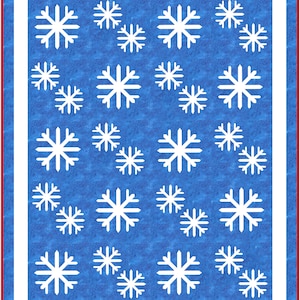 Let It Snow Quilt Pattern, Pieced with Applique Snowflakes Winter Quilt - INSTANT PDF DOWNLOAD