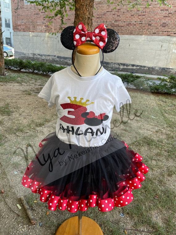 スカート theredthered S ribbon tutu mini Minnie Mouse Tutu Skirt, Pink Minnie Ribbon Tutu | Little