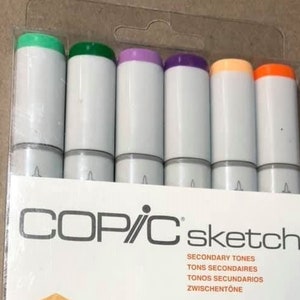 Copic Secondary Tones Alcohol Sketch Brush Markers set of 6, brand new.