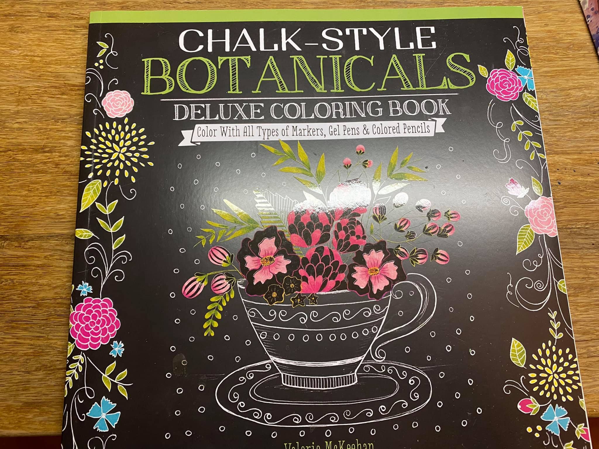 Chalkboard style adult coloring book - Chalk-Style Botanicals