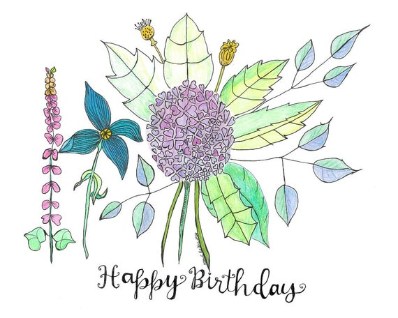 Happy Birthday Card with Mini Bouquet