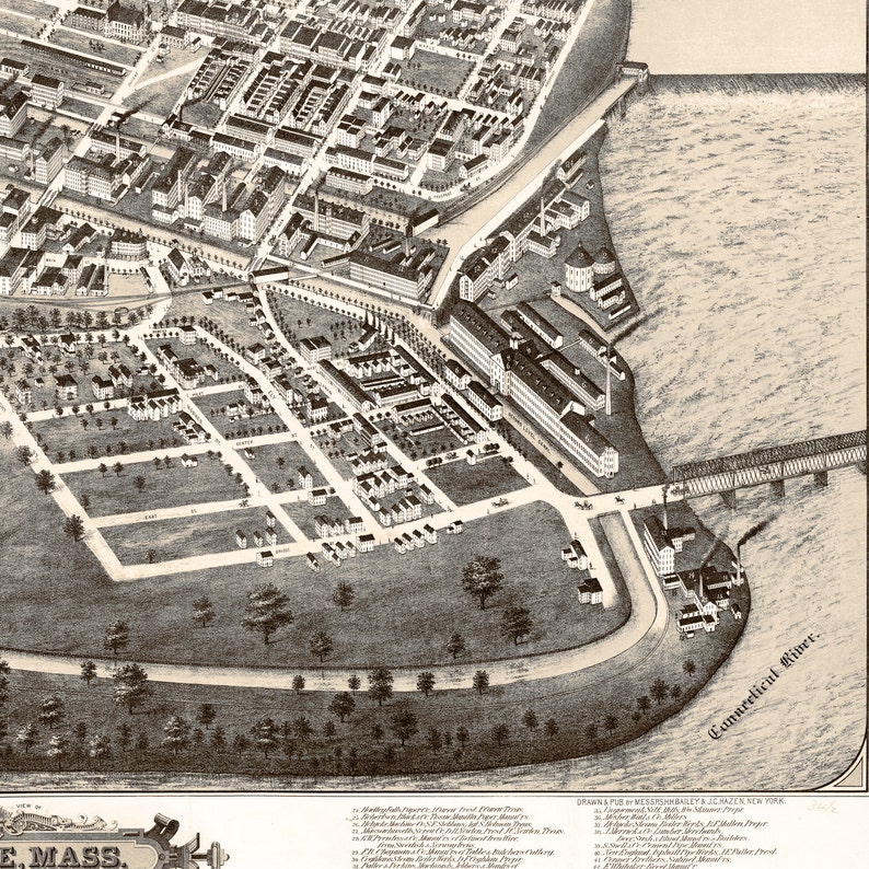 Large Vintage City Map of Holyoke Massachusetts 1877 Print Etsy Ireland