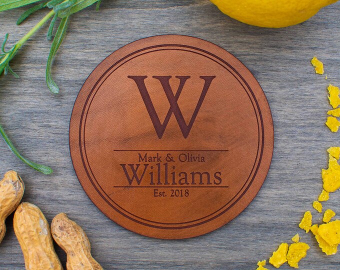 3rd Anniversary Coasters. These Leather Coasters Make a Etsy