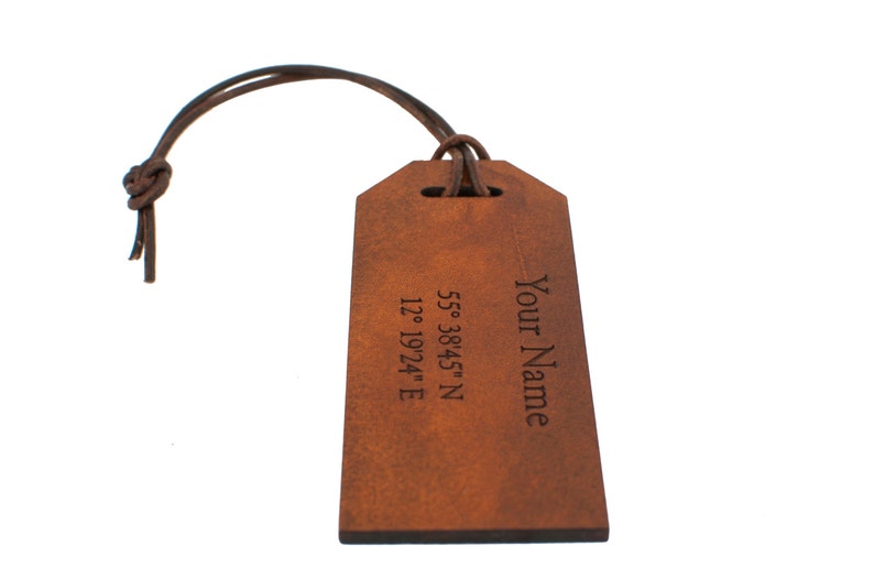 GPS Coordinates Luggage Tag. This custom leather tag is Etsy