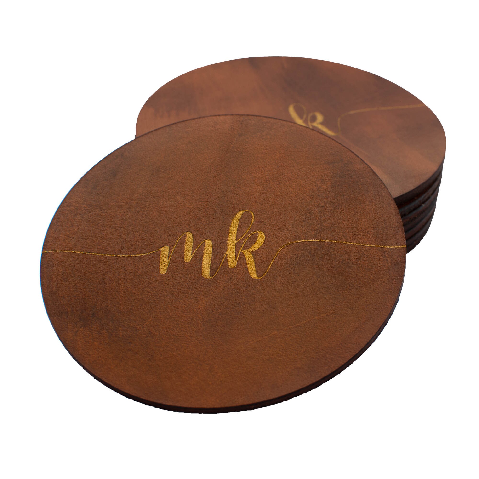 Personalized Leather Coasters Initial Coasters Set Etsy