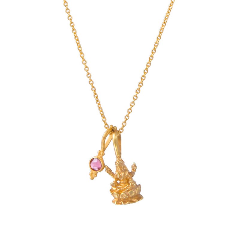 Ethical Necklace Pink Gold Pendant Bali Necklace Lakshmi 24kt Gold Vermeil Necklace Elegant Necklace Unique Jewelry Women