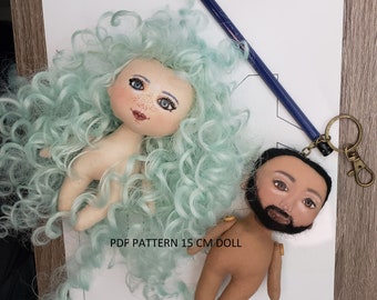 PDF, pdf doll 6" (15cm), pdf pattern doll, PDF Sewing patternl, pattern body doll, pdf pattern, Cloth Doll Pattern textile doll miniature