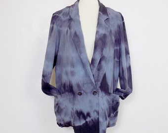 upcycled hand dyed lightweight blazer jacket boho bohemian summer chic flowy layering top reworked clothing rocker duster