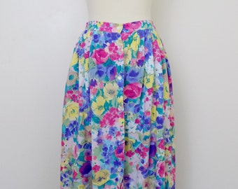 90s vintage floral midi skirt flowy summer cottagecore southern shabby chic